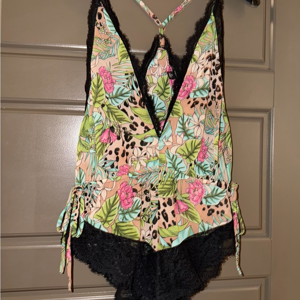 INC International Concepts Floral tropical Lace romper Chemise
